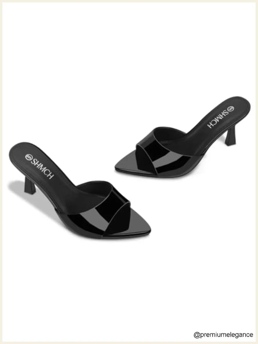 Pointed Toe Kitten Heel Mule Sandals, Slip On Open Toe Heels for Women